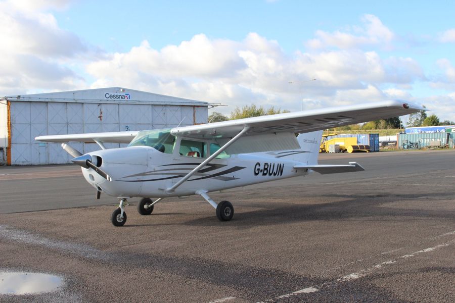 Cessna 172N G-BUJN outside the hangars